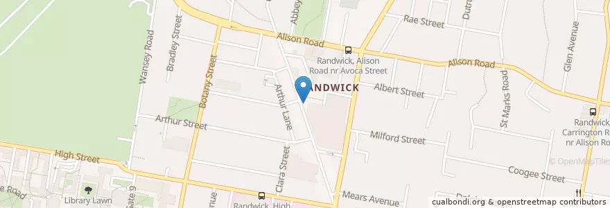 Mapa de ubicacion de KFC en Australia, Nuovo Galles Del Sud, Sydney, Randwick City Council.