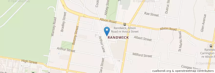Mapa de ubicacion de Subway en أستراليا, نيوساوث ويلز, Sydney, Randwick City Council.