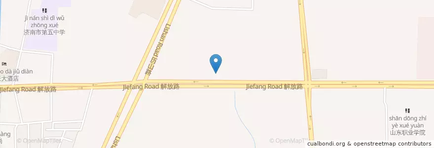 Mapa de ubicacion de 中国光大银行(解放路支行) en 中国, 山东省, 济南市, 历下区, 建筑新村街道.