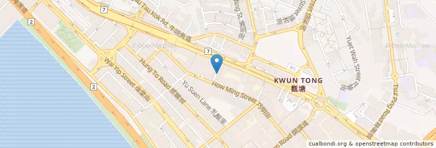 Mapa de ubicacion de 聘珍樓 Heichinrou en China, Cantão, Hong Kong, Kowloon, Novos Territórios, 觀塘區 Kwun Tong District.