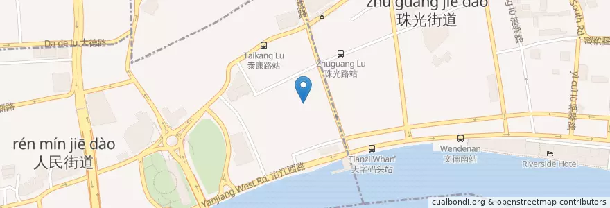 Mapa de ubicacion de 八旗二马路小学西校区 en China, Guangdong, Guangzhou, 越秀区, 人民街道.