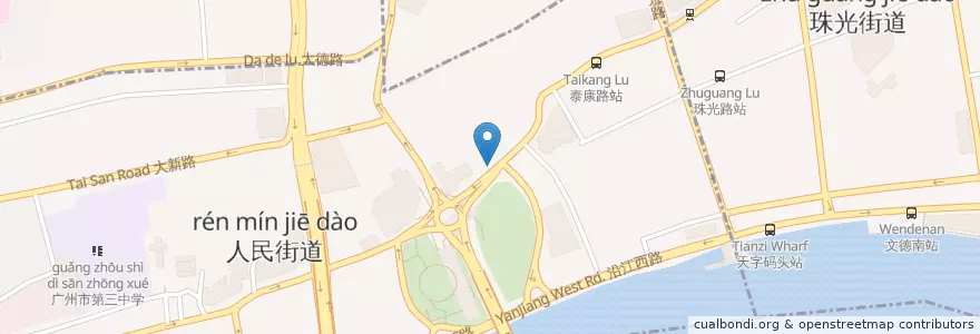 Mapa de ubicacion de 广东省口腔医院海珠广场院区 en 中国, 广东省, 广州市, 越秀区, 人民街道.