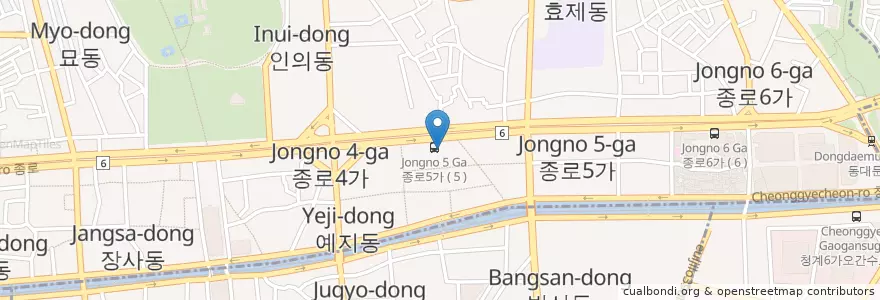 Mapa de ubicacion de 형제육회 en Corea Del Sur, Seúl, 종로1·2·3·4가동.