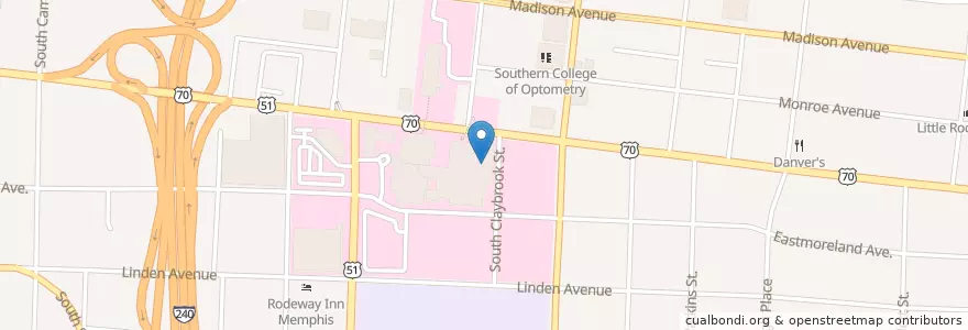 Mapa de ubicacion de University Café en États-Unis D'Amérique, Tennessee, Shelby County, Memphis.