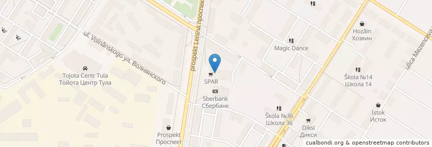 Mapa de ubicacion de Spar аптека en روسيا, Центральный Федеральный Округ, Тульская Область, Городской Округ Тула.