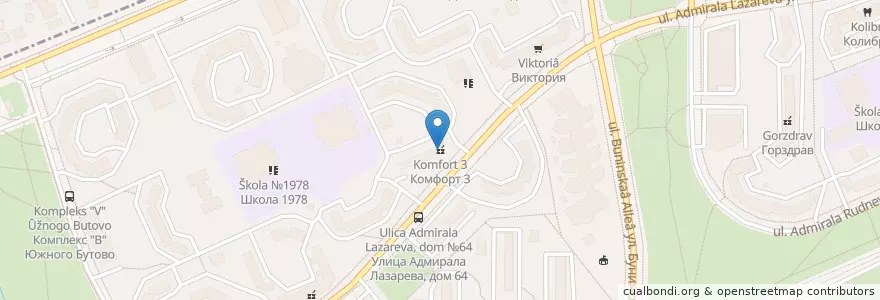 Mapa de ubicacion de Комфорт 3 en Rusland, Centraal Federaal District, Moskou, Юго-Западный Административный Округ, Район Южное Бутово.
