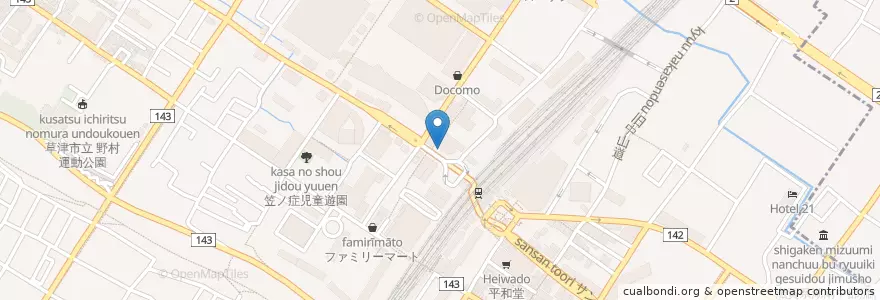 Mapa de ubicacion de 滋賀銀行 en ژاپن, 滋賀県, 草津市.