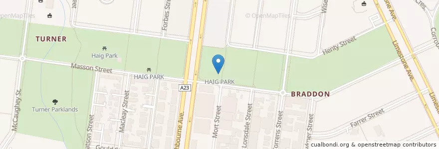 Mapa de ubicacion de HAIG PARK en 澳大利亚, 新南威尔士州, 首都领地, District Of Canberra Central.