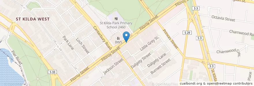 Mapa de ubicacion de Grocery Bar en Australie, Victoria, City Of Port Phillip.