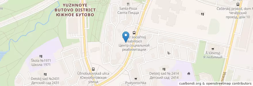 Mapa de ubicacion de Додо пицца en Rusland, Centraal Federaal District, Moskou, Юго-Западный Административный Округ, Район Южное Бутово.