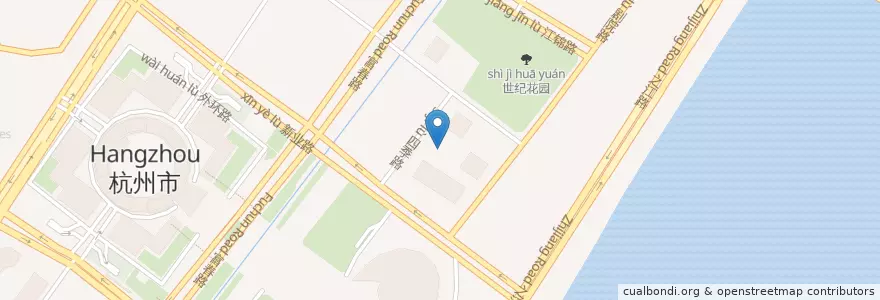Mapa de ubicacion de 中国银行 en China, Zhejiang, 杭州市, 江干区, 四季青街道.