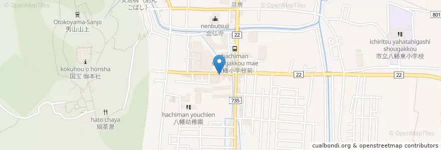 Mapa de ubicacion de ツバサ 薬局 en 日本, 京都府, 八幡市.