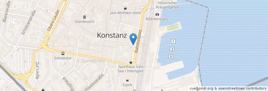Mapa de ubicacion de Deutsche Bank en Deutschland, Baden-Württemberg, Regierungsbezirk Freiburg, Landkreis Konstanz, Verwaltungsgemeinschaft Konstanz, Konstanz.