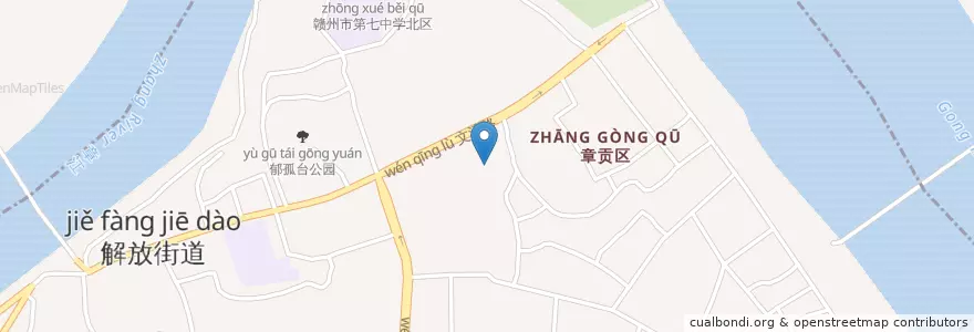 Mapa de ubicacion de 解放街道 en 中国, 江西省, カン州市, 章贡区 (Zhanggong), 解放街道.