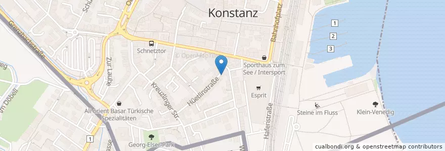 Mapa de ubicacion de Ali Baba Imbiss en ドイツ, バーデン＝ヴュルテンベルク州, Bezirk Kreuzlingen, Regierungsbezirk Freiburg, Landkreis Konstanz, Kreuzlingen, Verwaltungsgemeinschaft Konstanz, Konstanz.