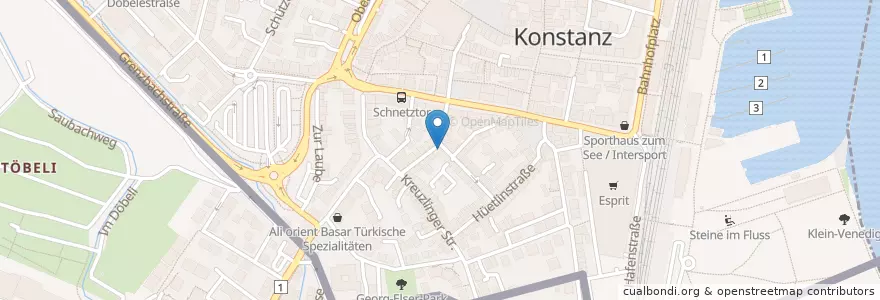 Mapa de ubicacion de Logan's Irish Bar en Allemagne, Bade-Wurtemberg, Bezirk Kreuzlingen, Regierungsbezirk Freiburg, Landkreis Konstanz, Kreuzlingen, Verwaltungsgemeinschaft Konstanz, Konstanz.