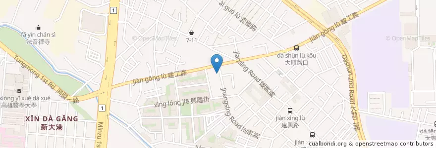 Mapa de ubicacion de 炭旬炭火料理 en 타이완, 가오슝시, 싼민구.