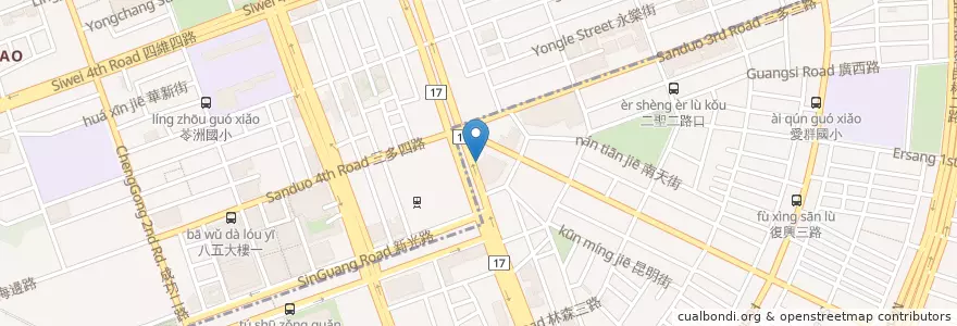 Mapa de ubicacion de 台新國際商業銀行 en Taiwán, Kaohsiung, 苓雅區.