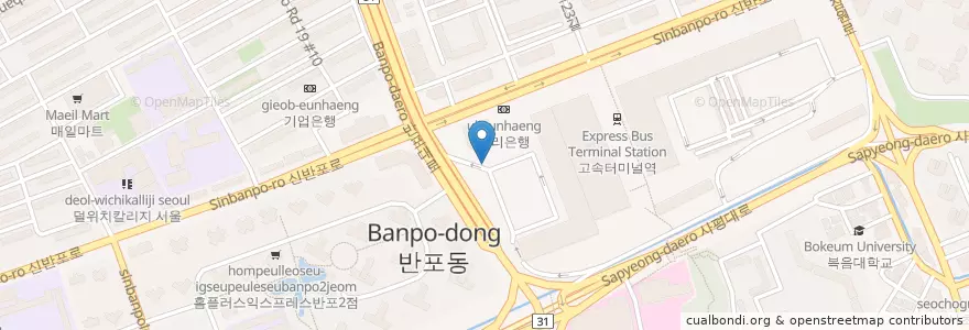 Mapa de ubicacion de 타워주차장 en Coreia Do Sul, Seul, 서초구, 반포동, 반포2동.