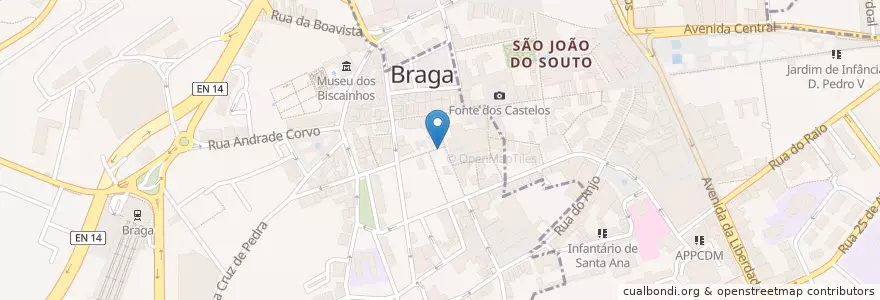 Mapa de ubicacion de Dona Petisca en ポルトガル, ノルテ, Braga, Cávado, Braga, Maximinos, Sé E Cividade.