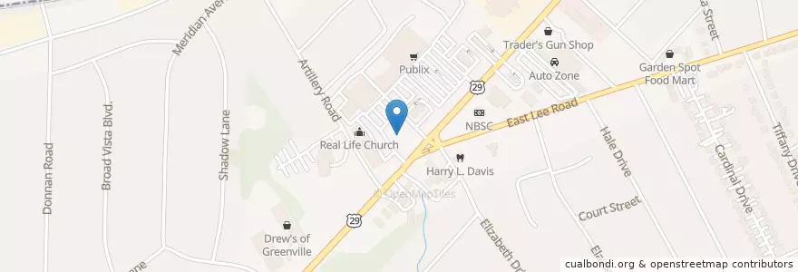 Mapa de ubicacion de Starbucks en 미국, 사우스캐롤라이나, Greenville County, Wade Hampton.