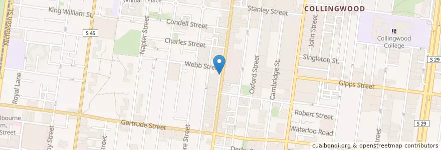 Mapa de ubicacion de Smith Street - Webb Street en Australie, Victoria, City Of Yarra.