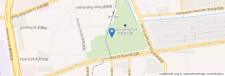 Mapa de ubicacion de 观澜亭 en الصين, شاندونغ, 济南市, 历下区, 市中区, 泺源街道, 趵突泉街道.