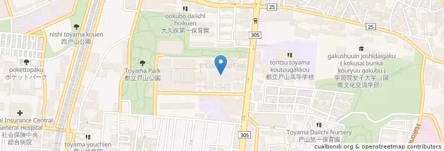 Mapa de ubicacion de 早稲田大学西早稲田キャンパス en Japão, Tóquio, 新宿区.