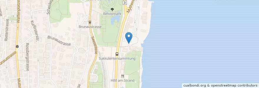 Mapa de ubicacion de Züri rollt - Strandbad Mythenquai en Suisse, Zurich, District De Zurich, Zurich.