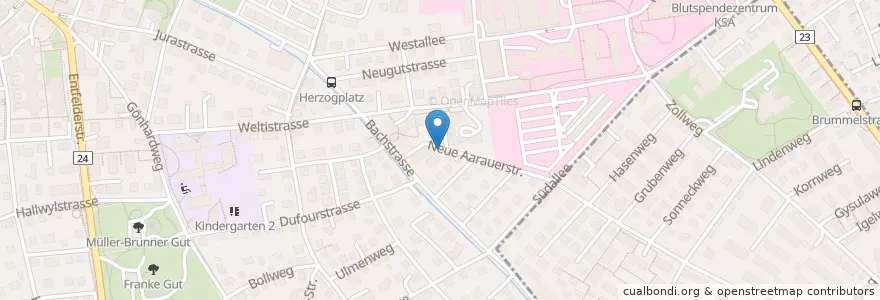 Mapa de ubicacion de carvelo2go Töpferhaus en 스위스, Aargau, Bezirk Aarau, Aarau.