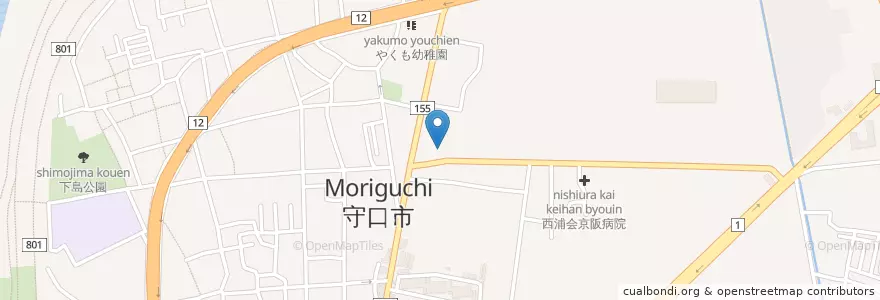 Mapa de ubicacion de 乗雲寺 en Japón, Prefectura De Osaka, 守口市.