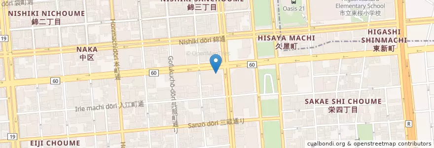 Mapa de ubicacion de 三菱UFJ銀行 en Japonya, 愛知県, 名古屋市, 中区.