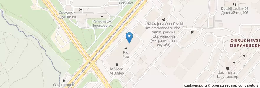 Mapa de ubicacion de Шоколадница en Russia, Distretto Federale Centrale, Москва, Юго-Западный Административный Округ, Обручевский Район.