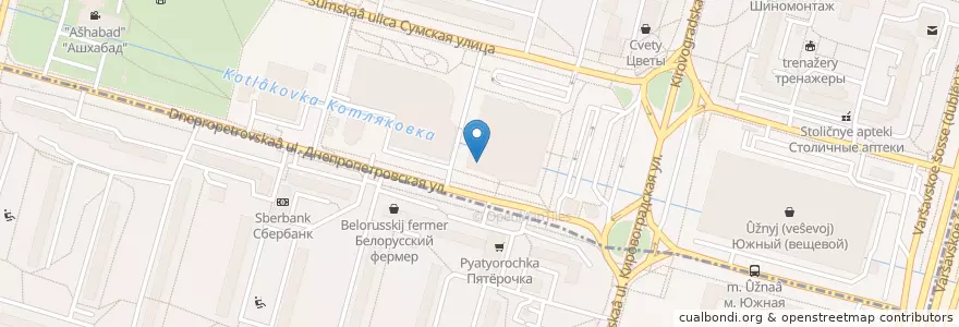 Mapa de ubicacion de Шоколадница en Russie, District Fédéral Central, Moscou, Южный Административный Округ.