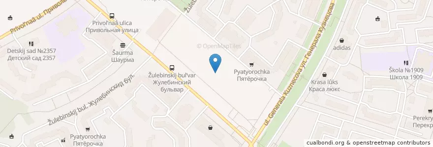 Mapa de ubicacion de Шоколадница en Rusland, Centraal Federaal District, Moskou, Юго-Восточный Административный Округ, Район Выхино-Жулебино.