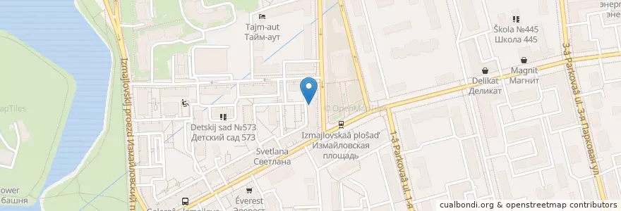 Mapa de ubicacion de Шоколадница en Russie, District Fédéral Central, Moscou, Восточный Административный Округ, Район Измайлово.