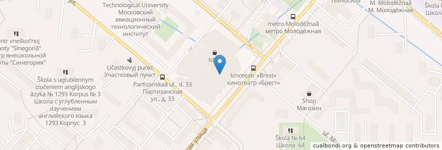 Mapa de ubicacion de Шоколадница en Rússia, Distrito Federal Central, Москва, Западный Административный Округ, Район Кунцево.