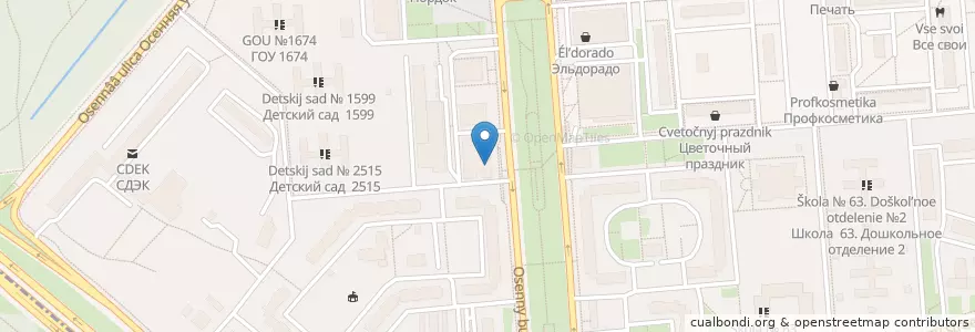 Mapa de ubicacion de Шоколадница en 俄罗斯/俄羅斯, Центральный Федеральный Округ, Москва, Западный Административный Округ, Район Крылатское.