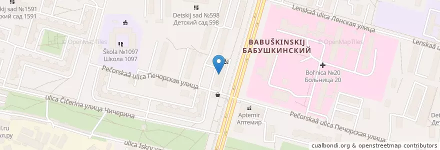 Mapa de ubicacion de Шоколадница en روسيا, Центральный Федеральный Округ, Москва, Северо-Восточный Административный Округ, Бабушкинский Район.