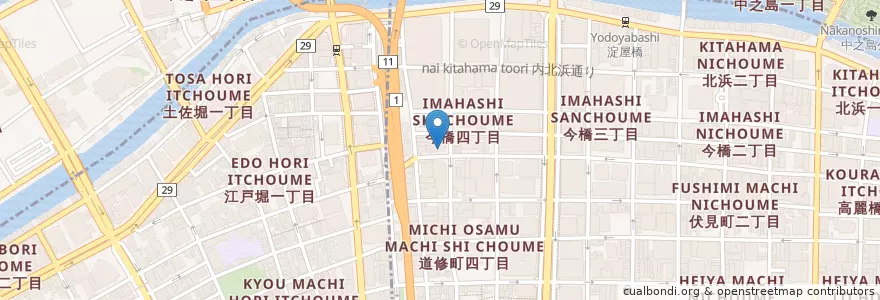 Mapa de ubicacion de やまや en Japan, Präfektur Osaka, 大阪市, 中央区, 北区.