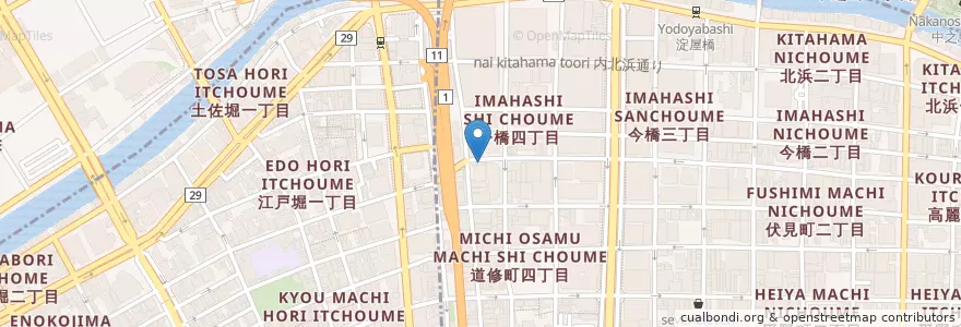 Mapa de ubicacion de yashima en Japan, 大阪府, Osaka, 中央区, 北区.