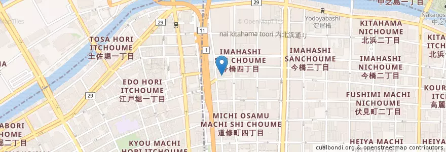 Mapa de ubicacion de もりおか en Япония, Осака, 大阪市, 中央区, 北区.