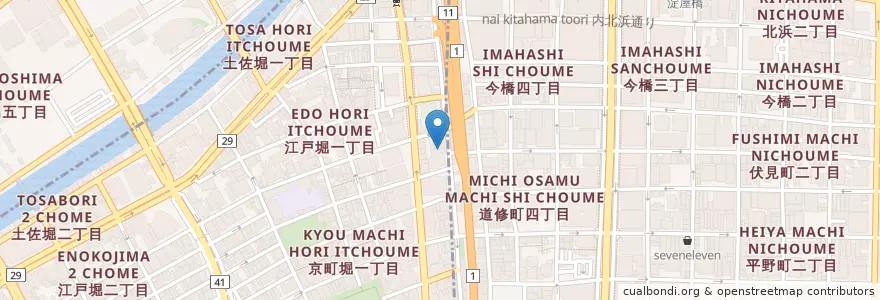 Mapa de ubicacion de 燕酒家 en Japan, Präfektur Osaka, 大阪市, 北区, 西区.