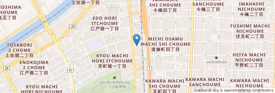 Mapa de ubicacion de チャンプ en 日本, 大阪府, 大阪市, 北区, 西区.