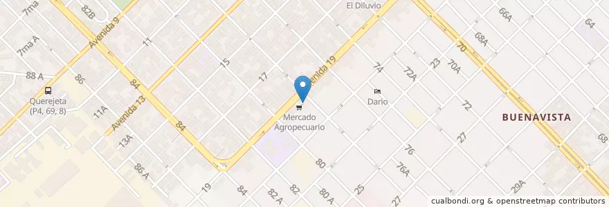 Mapa de ubicacion de Agromercado en キューバ, La Habana, Playa.