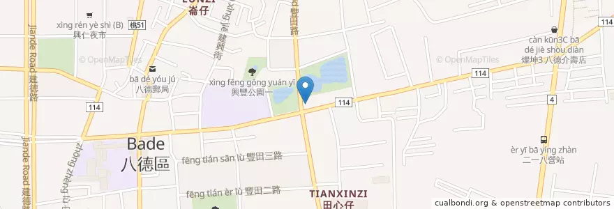 Mapa de ubicacion de 丁丁藥局 en Taiwan, Taoyuan, Distretto Di Bade.