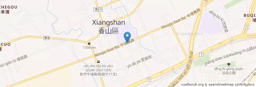 Mapa de ubicacion de 丁丁藥局 en Taiwan, 臺灣省, 新竹市, 香山區.
