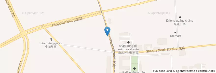 Mapa de ubicacion de 公共卫生间 en 中国, 山东省, 济南市, 历城区, 山大路街道.