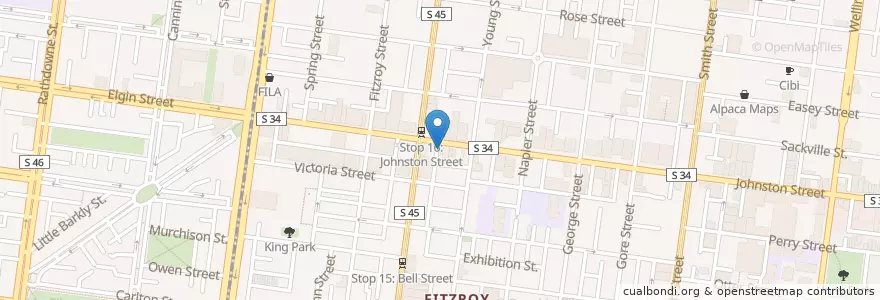 Mapa de ubicacion de One Twenty Bar en Australië, Victoria, City Of Yarra.