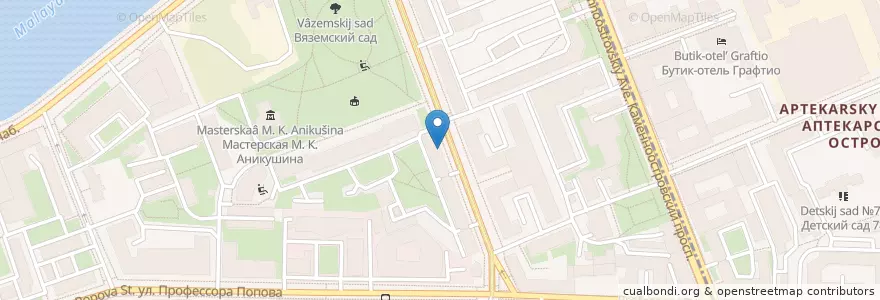 Mapa de ubicacion de Ветеринарная станция en Russland, Föderationskreis Nordwest, Oblast Leningrad, Sankt Petersburg, Petrograder Rajon, Bezirk Apothekerinsel, Округ Чкаловское.